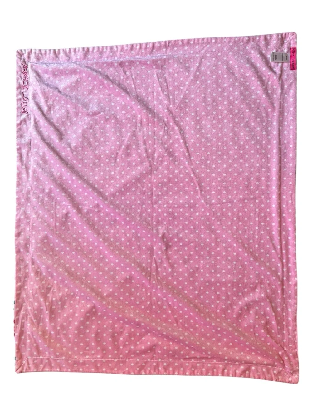 Betsey Johnson Baby Blanket Pink Polka Dot & Rose Floral Double-Sided Security